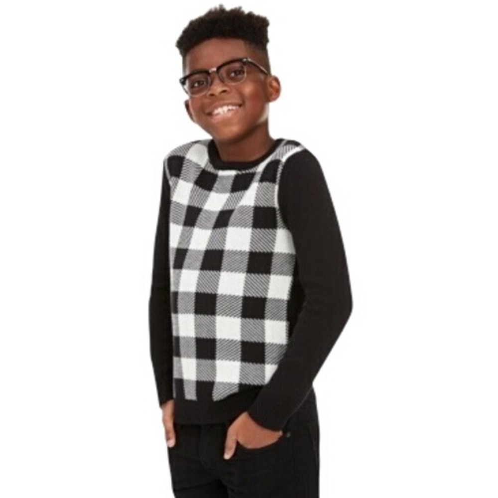 475. Charter Club Boys Buffalo Check Family Sweater Size L Classic Casual Knit